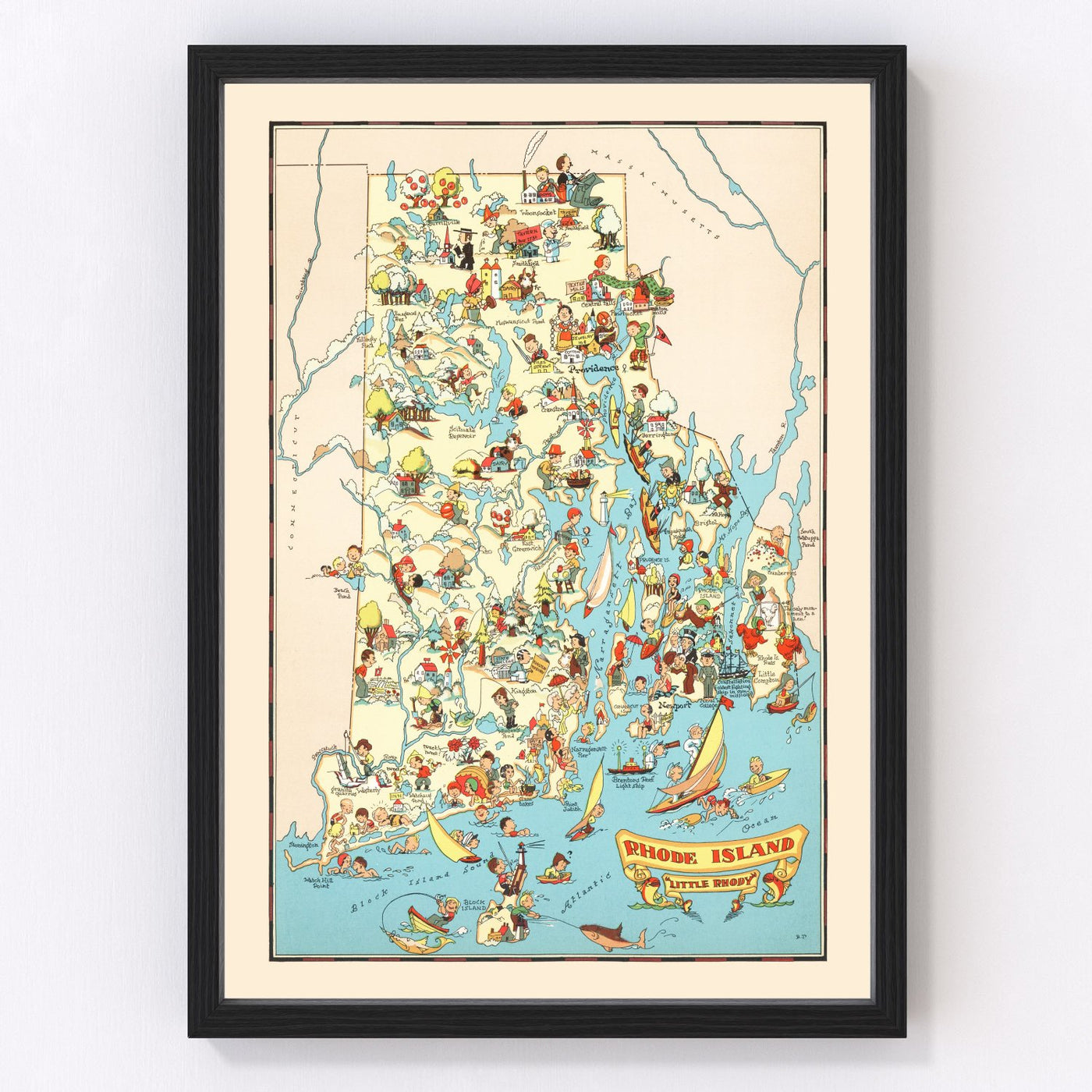 Rhode Island Vintage Map 1935