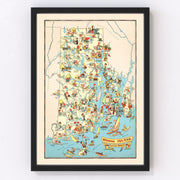 Rhode Island Vintage Map 1935