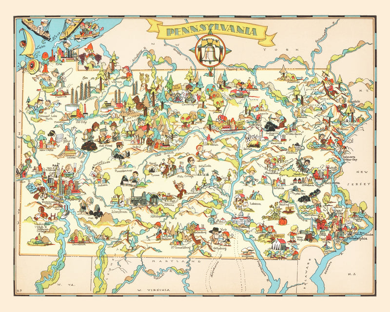 Size comparison using Vintage Map of Pennsylvania 1935