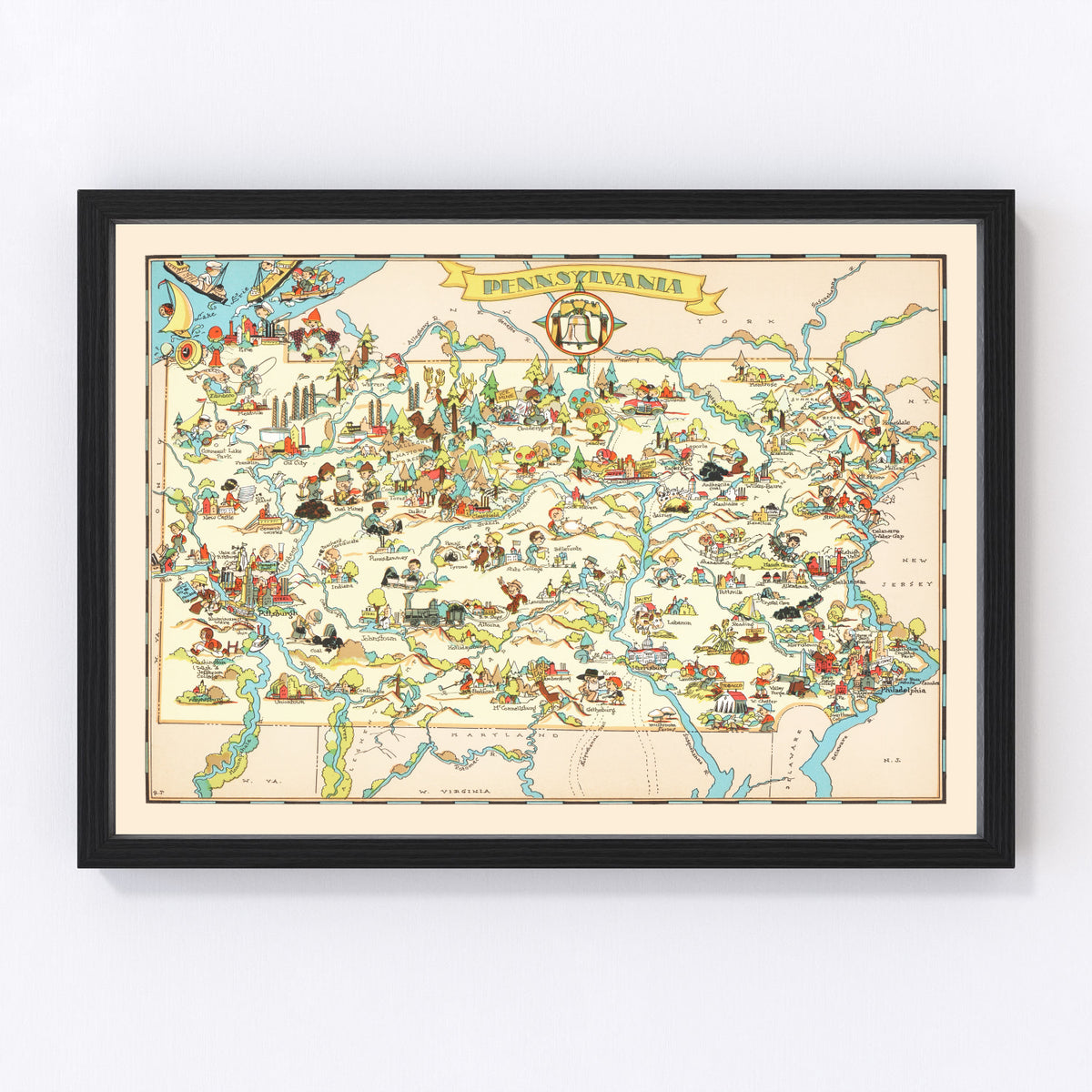 Pennsylvania Vintage Map 1935