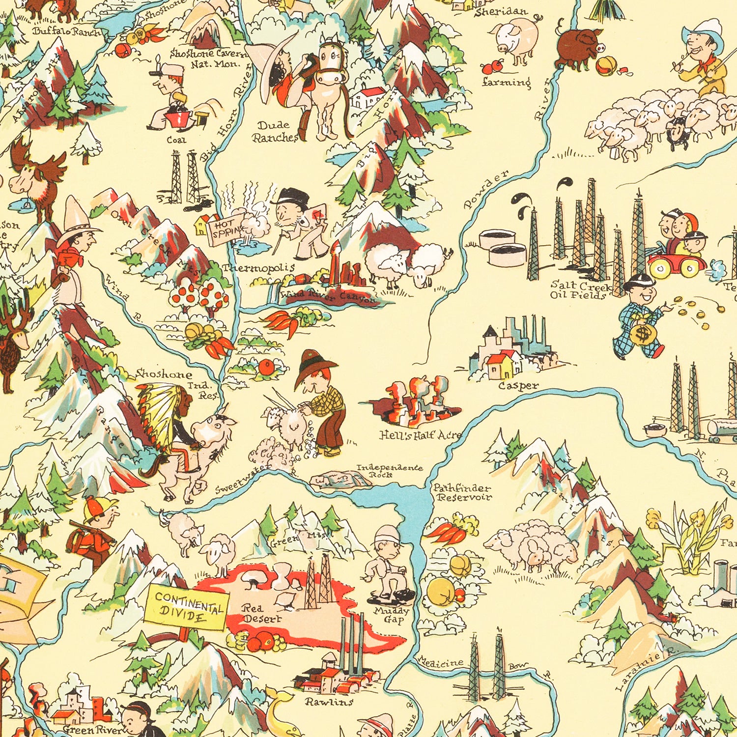 Restored historic details from the 1935 state map of County, Wyoming
