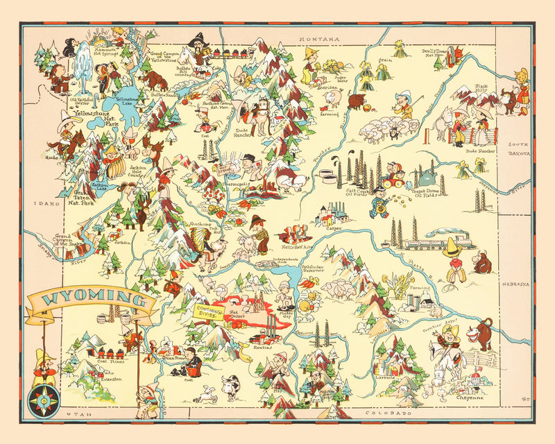 Size comparison using Vintage Map of Wyoming 1935