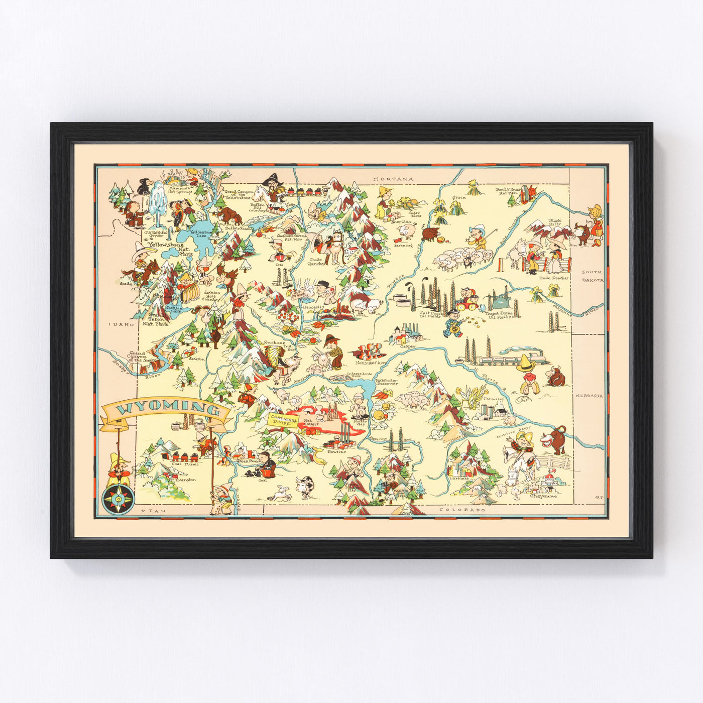 Wyoming Vintage Map 1935