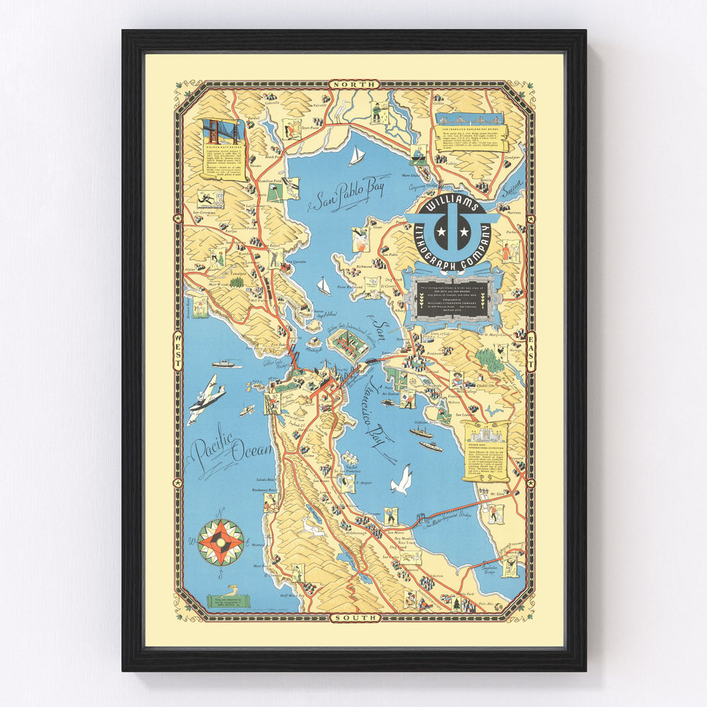 San Francisco Bay Vintage Map 1939