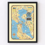 San Francisco Bay Vintage Map 1939