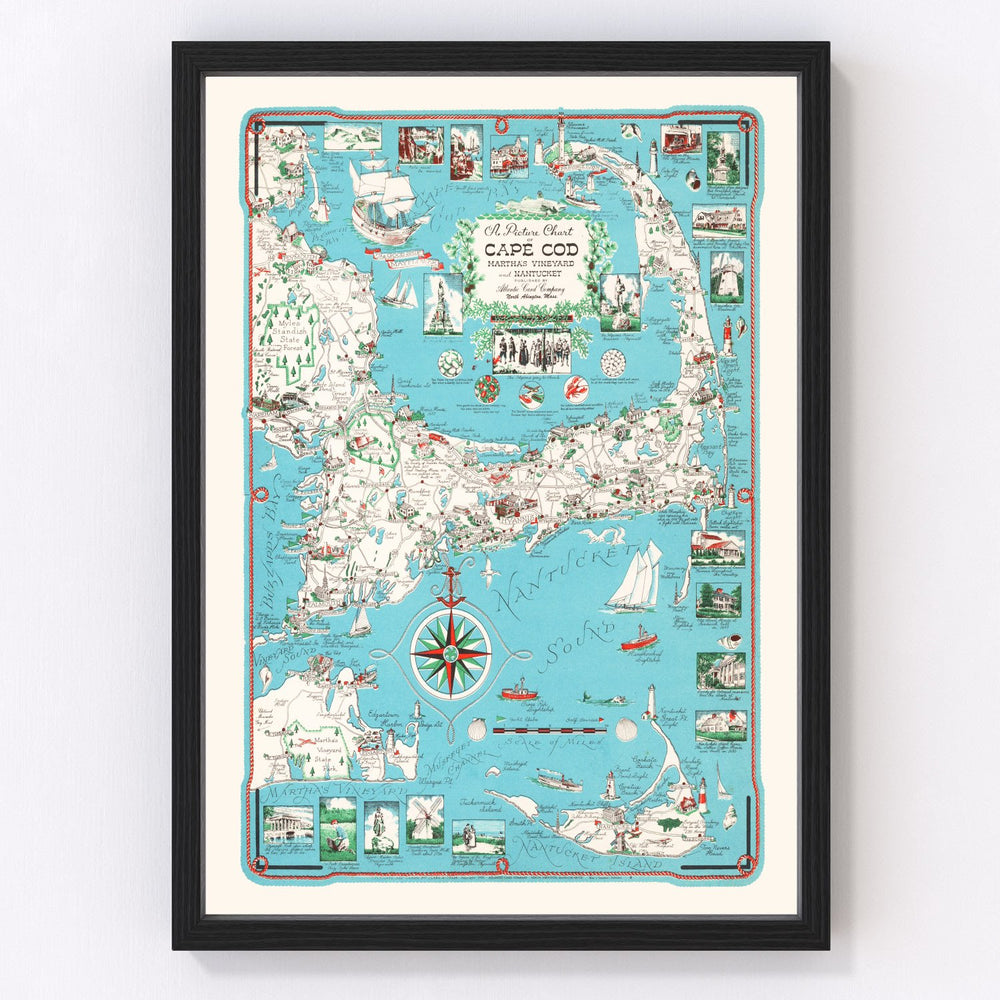 Cape Cod Vintage Map 1955