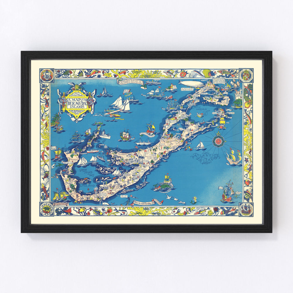 Bermuda Islands Vintage Map 1930
