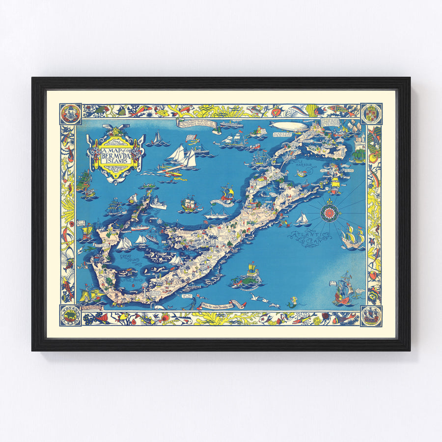 Vintage Map of Bermuda Islands, 1930
