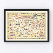 United States Map of Stamps Vintage Map 1947