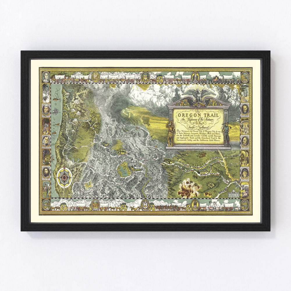 The Oregon Trail Vintage Map 1932