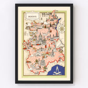 Piemonte Italy Vintage Map 1938