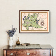 Vintage Map of Lombardy Italy, 1938