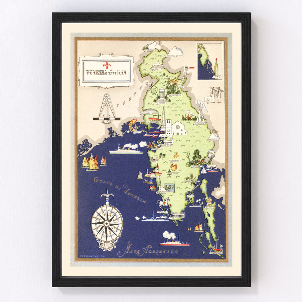 Friuli-Venezia Giulia Italy Vintage Map 1938