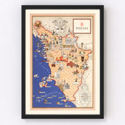Tuscany Italy Vintage Map 1938
