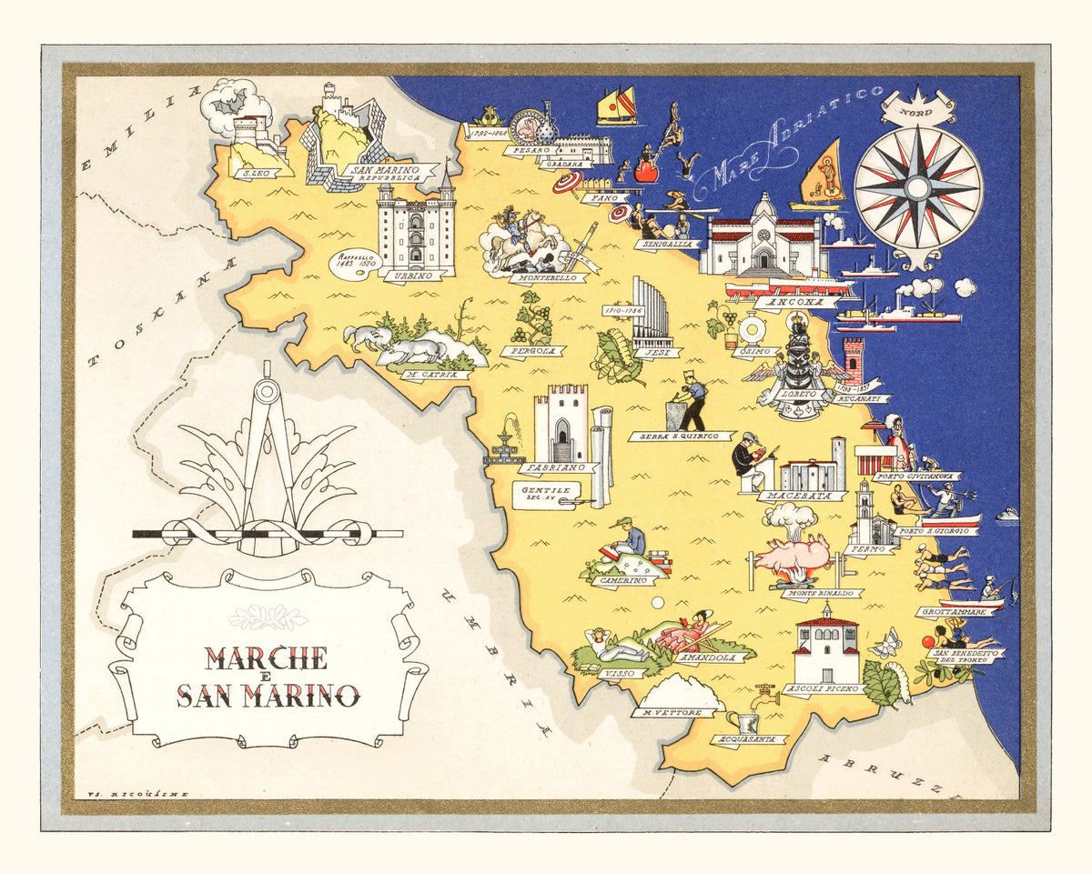 Preview of Vintage Map of Marche, 1938