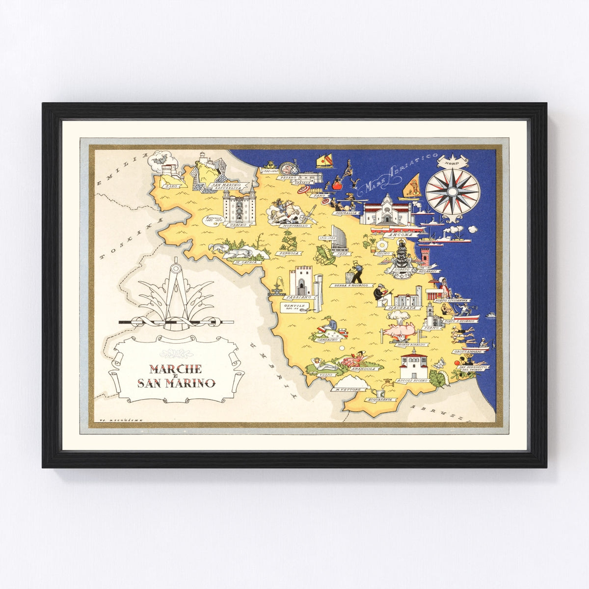 Marche Vintage Map 1938