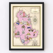 Umbria Italy Vintage Map 1938