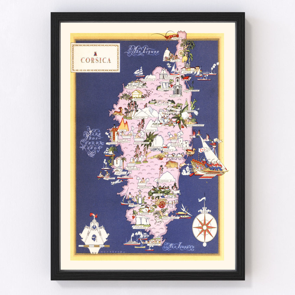 Corsica France Vintage Map 1938