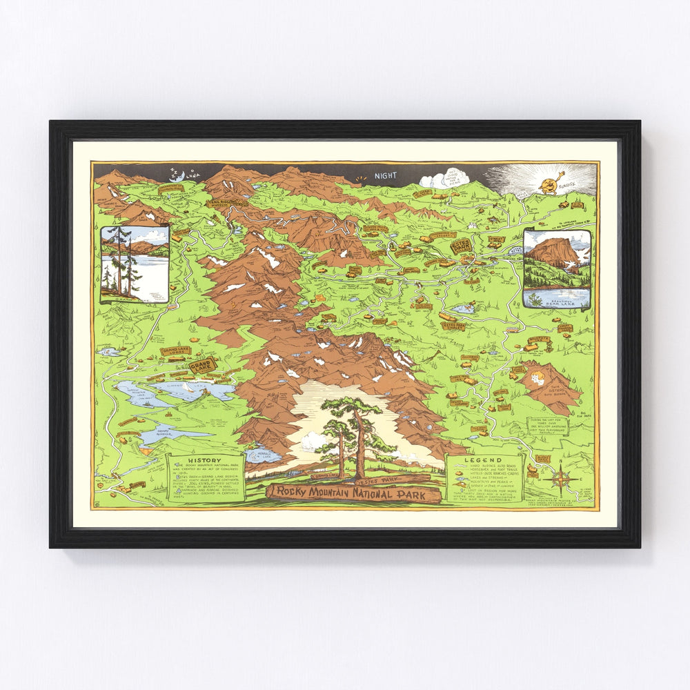 Rocky Mountain National Park Vintage Map 1948