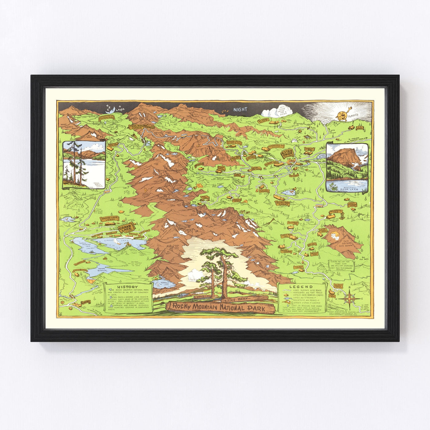 Rocky Mountain National Park Vintage Map 1948