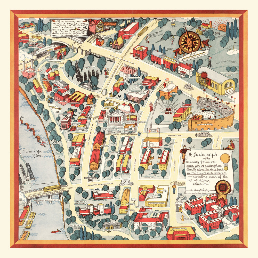 Vintage Map of University of Minnesota, 1940 print style example