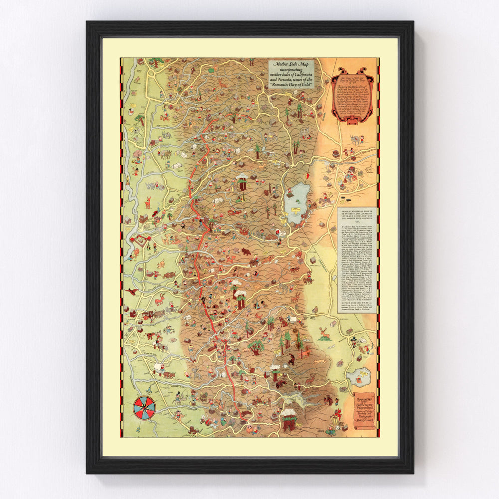 Mother Lodes of California & Nevada Vintage Map 1931