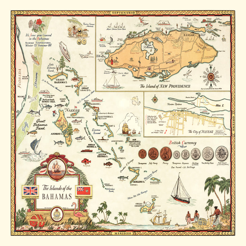 Size comparison using Vintage Map of Bahamas, 1951