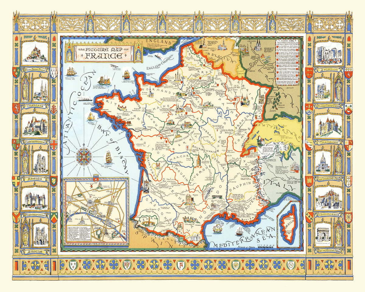 Preview of Vintage Map of France 1929
