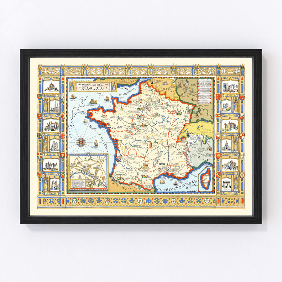 France Vintage Map 1929