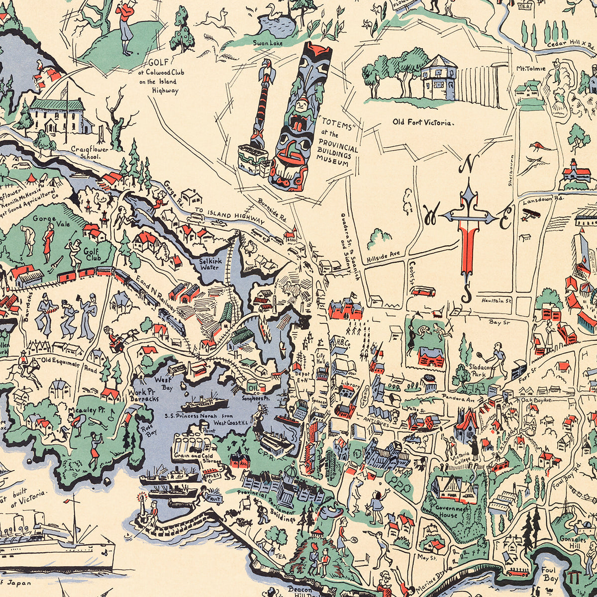 Restored historic details from the 1939 city map of Victoria
