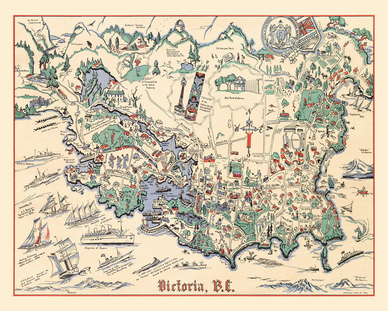 Size comparison using Vintage Map of Victoria, Canada 1939