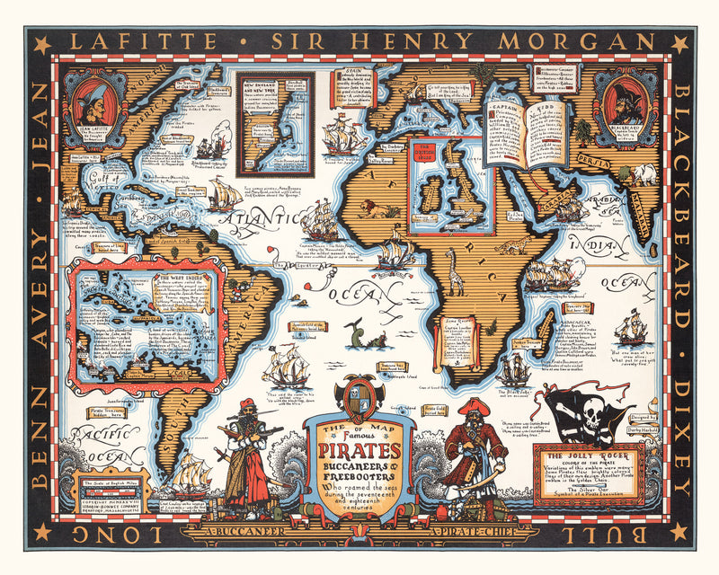 Size comparison using Vintage Map of Pirates & Buccaneers, 1938
