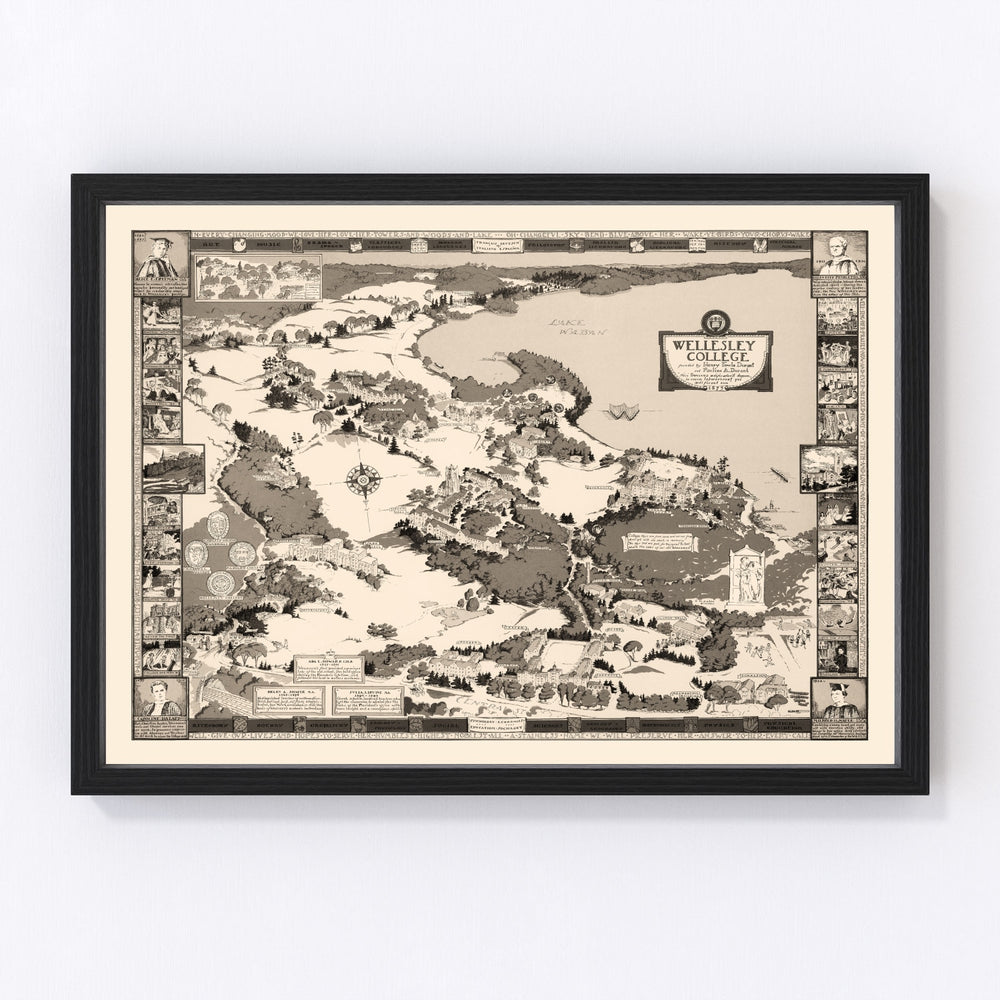 Wellesley College Vintage Map 1943