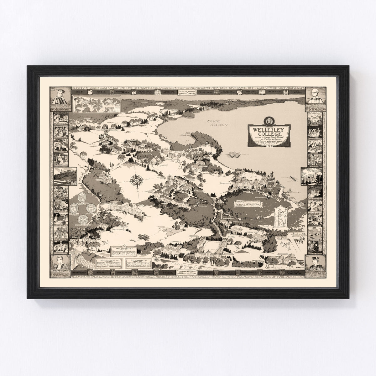 Wellesley College Vintage Map 1943