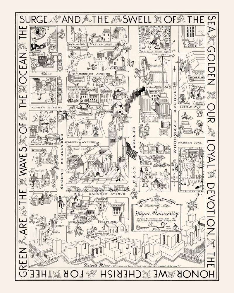 Size comparison using Vintage Map of Wayne University, 1939