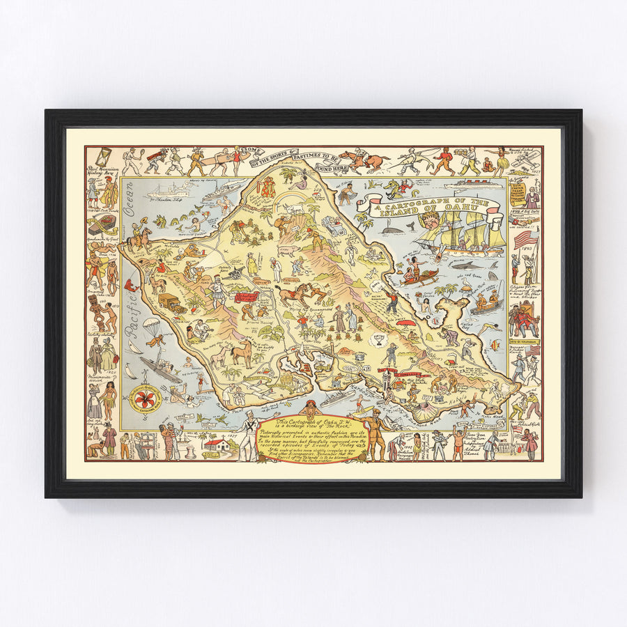 Vintage Map of Oahu, 1933