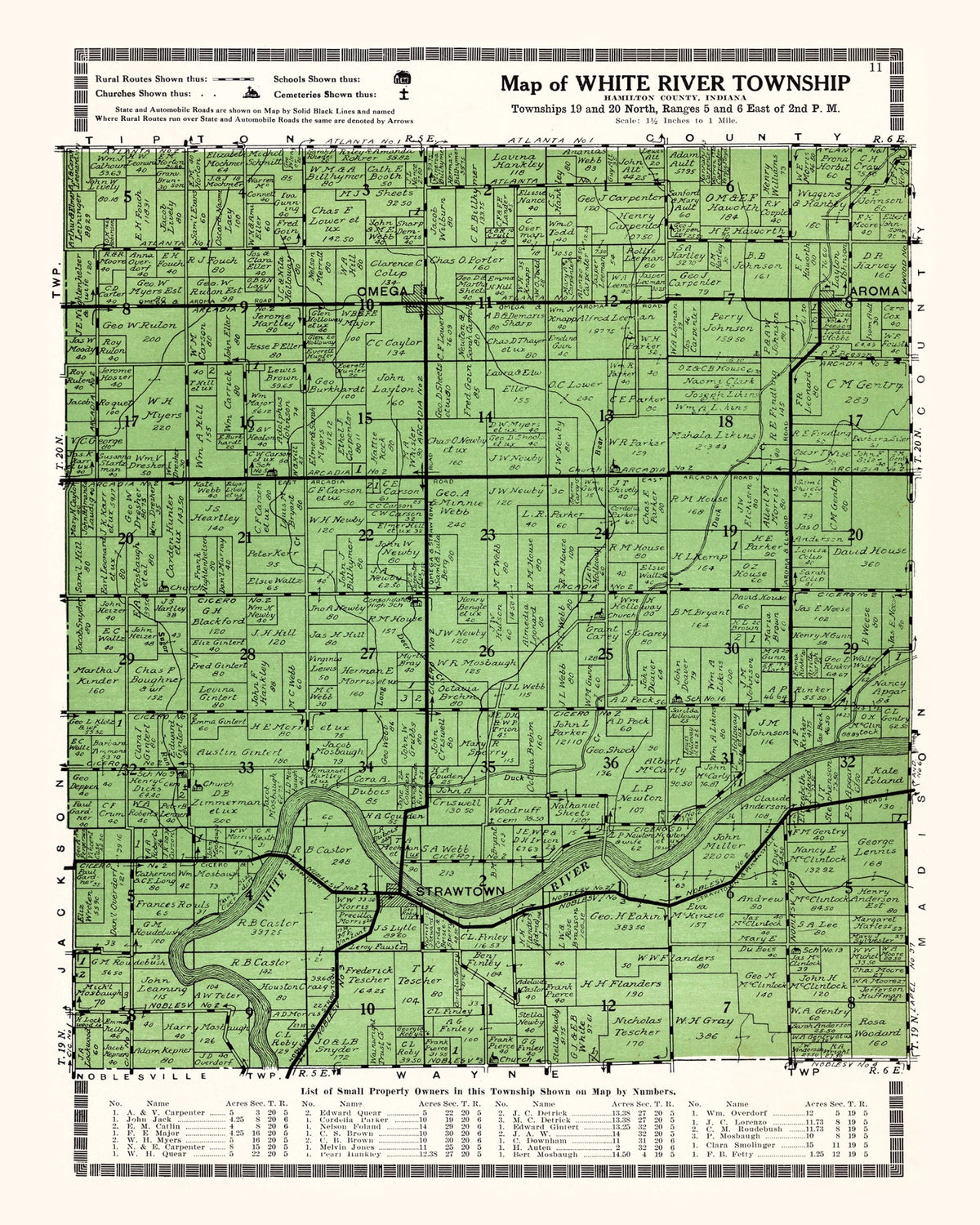 Preview of Vintage Map of White River Township, Johnson County, Indiana 1922