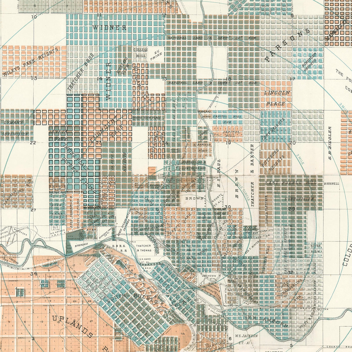 Restored historic details from the 1922 township map of Wayne, Indiana