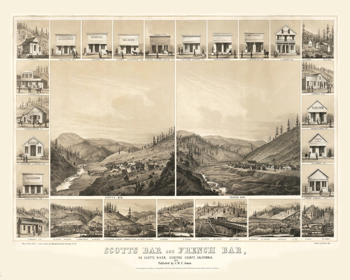 Preview of Vintage Map of Scotts Bar, California 1856
