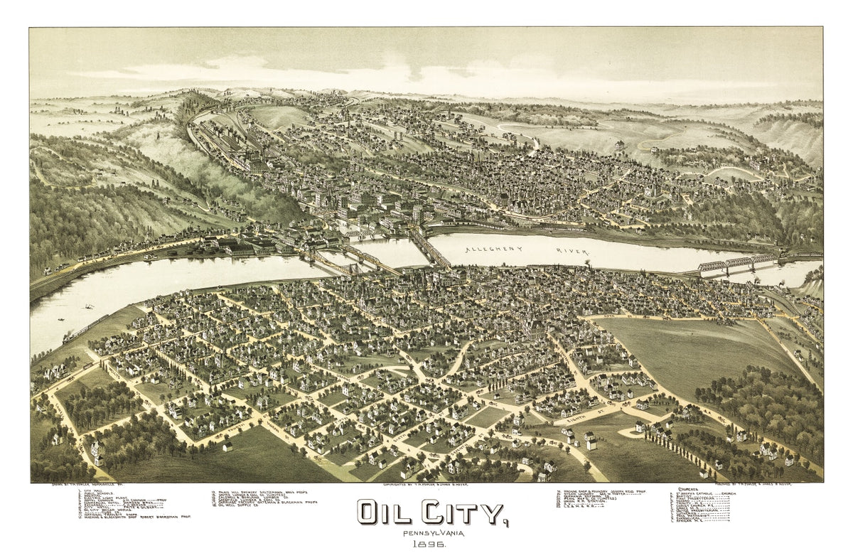 Preview of Vintage Map of Oil City, Pennsylvania 1896