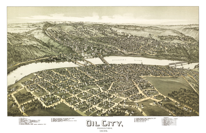 Size comparison using Vintage Map of Oil City, Pennsylvania 1896
