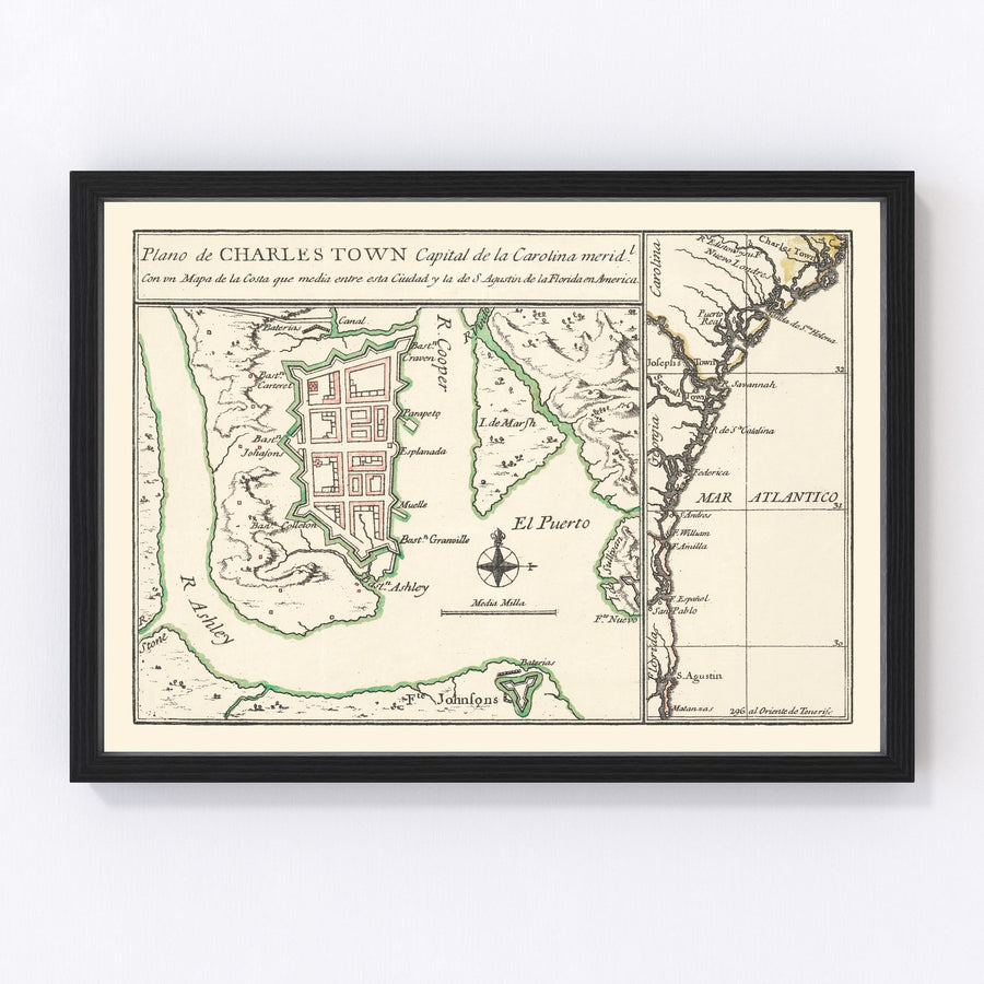 Charleston Vintage Map 1753