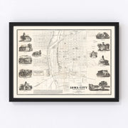 Iowa City Vintage Map 1854