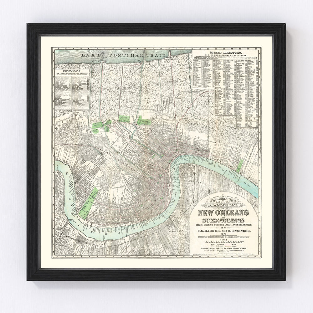 New Orleans Vintage Map 1878