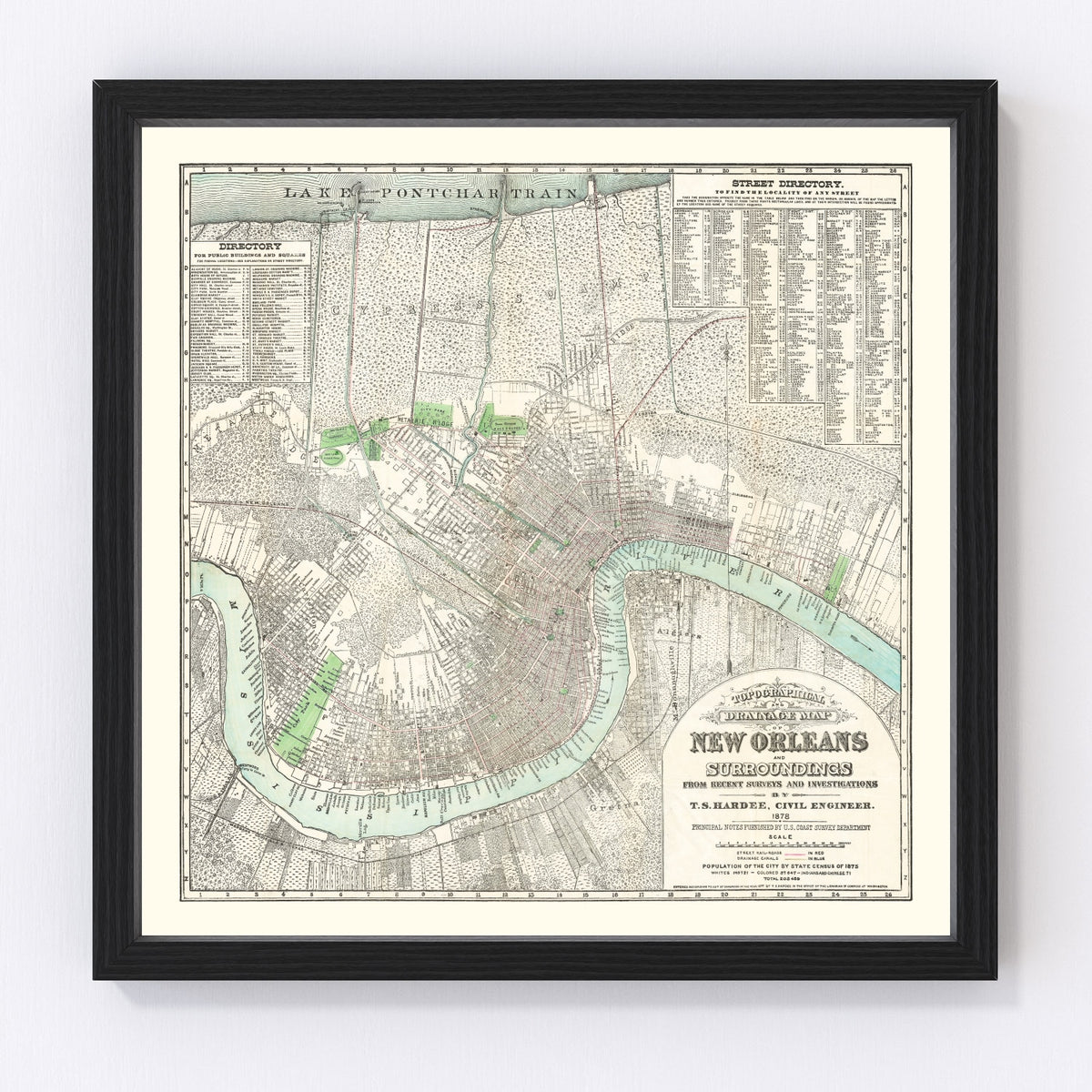 New Orleans Vintage Map 1878