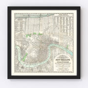 New Orleans Vintage Map 1878