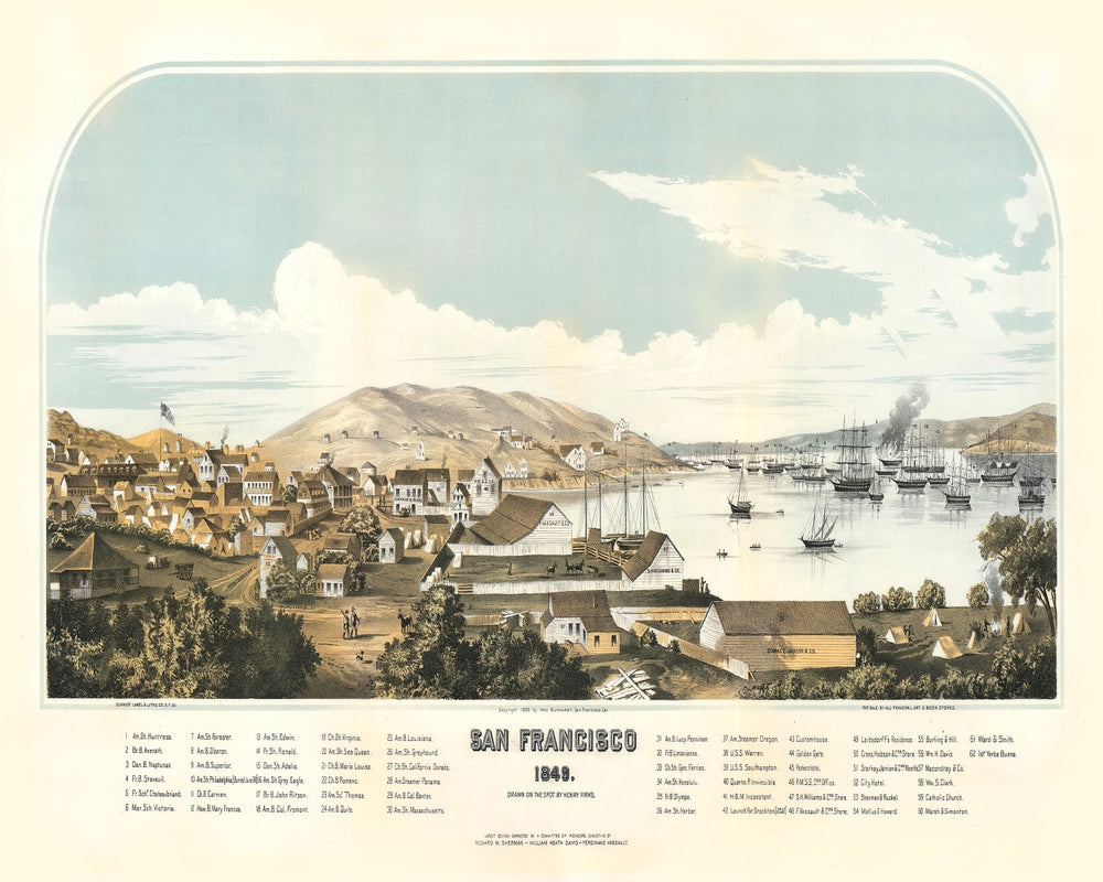 Vintage Map of San Francisco, California 1849 print style example