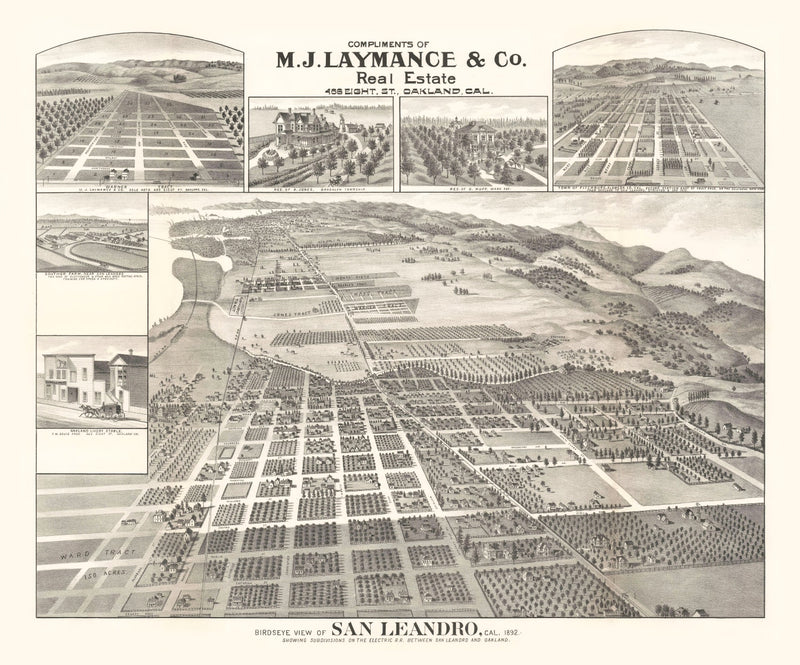 Size comparison using Vintage Map of San Leandro, California 1892