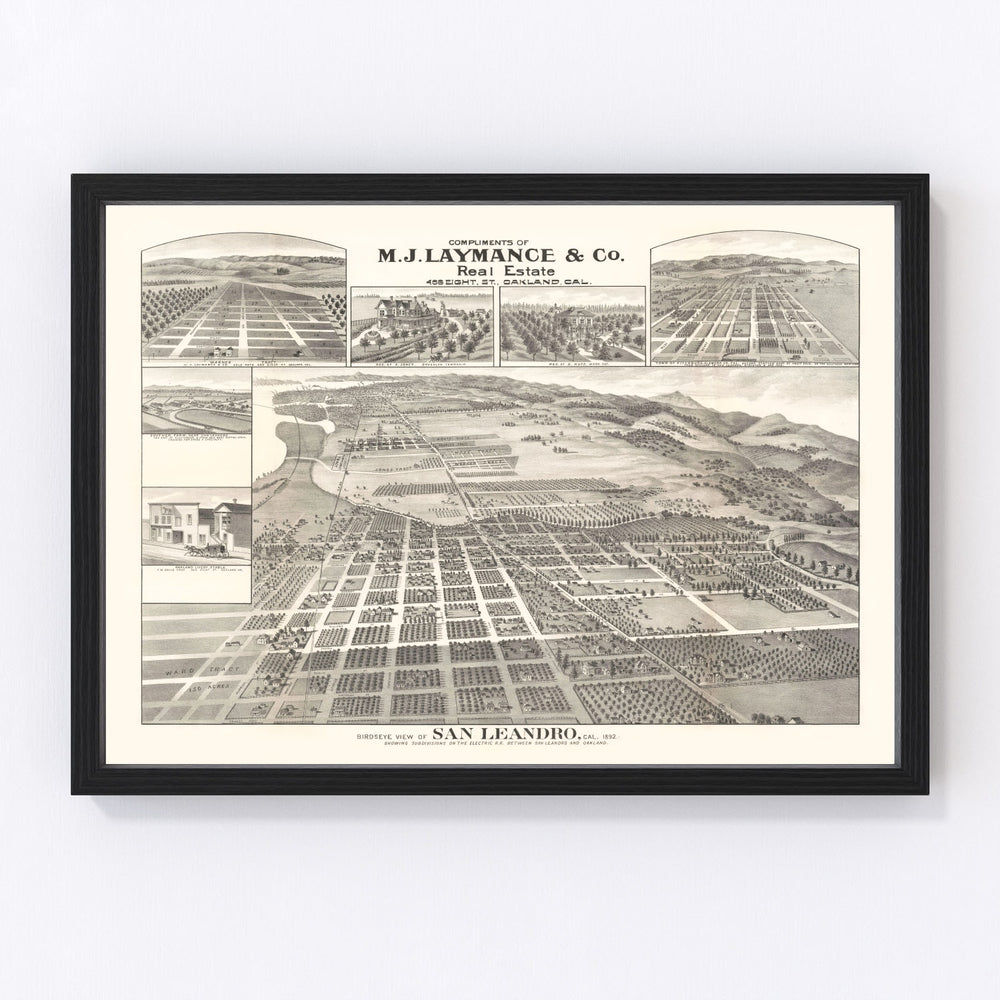 San Leandro Vintage Map 1892