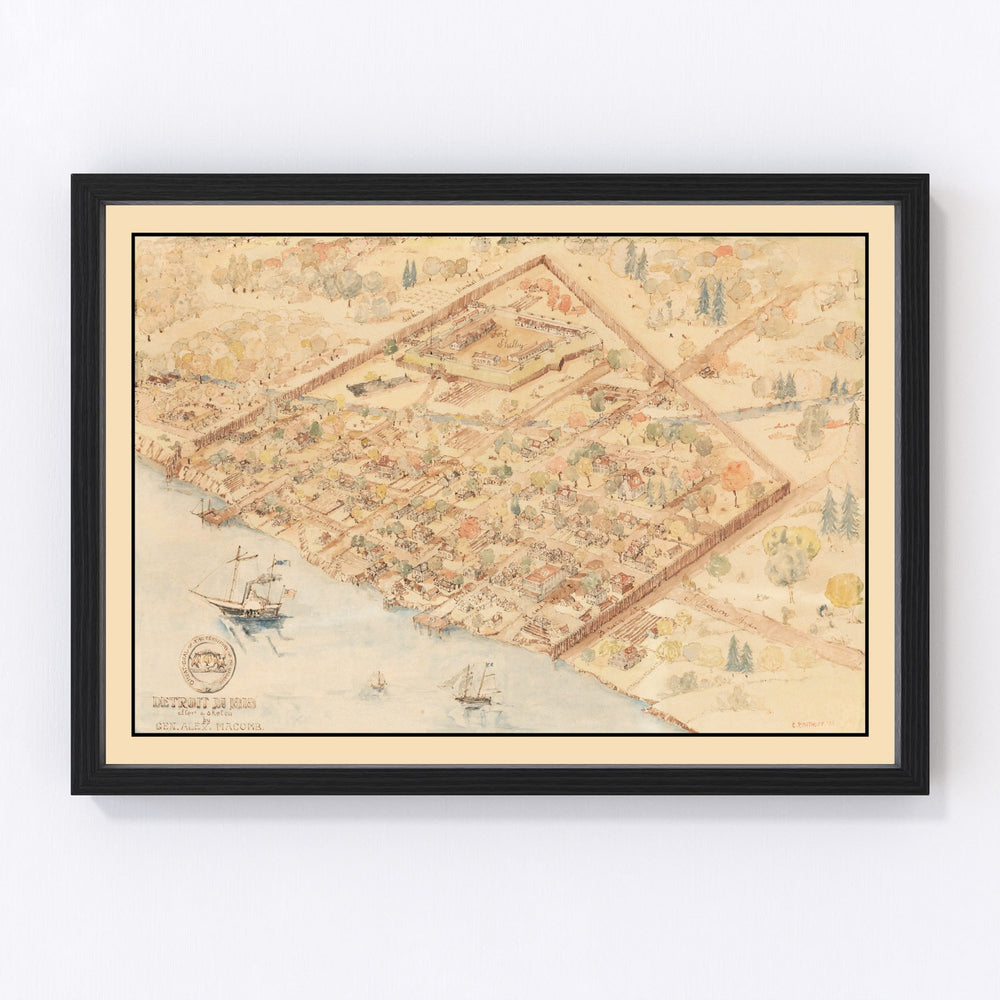 Detroit Vintage Map 1818